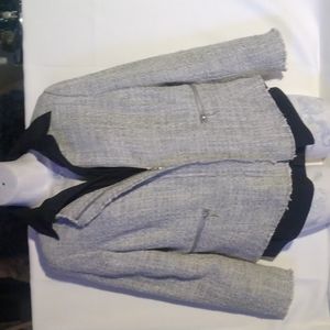 Liz Claiborne Blazer Women Grey White  Medium